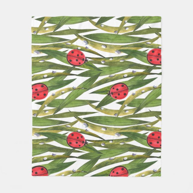 Couverture Polaire Ladybugs : motif d'aquarelle arrière - plan margue (Devant)