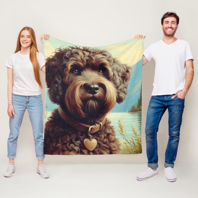 Couverture Polaire Lagotto vintage Romagnolo Peinture (En situation)