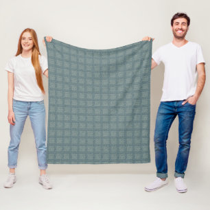 Couverture Polaire Laine tricotée grise et sauge