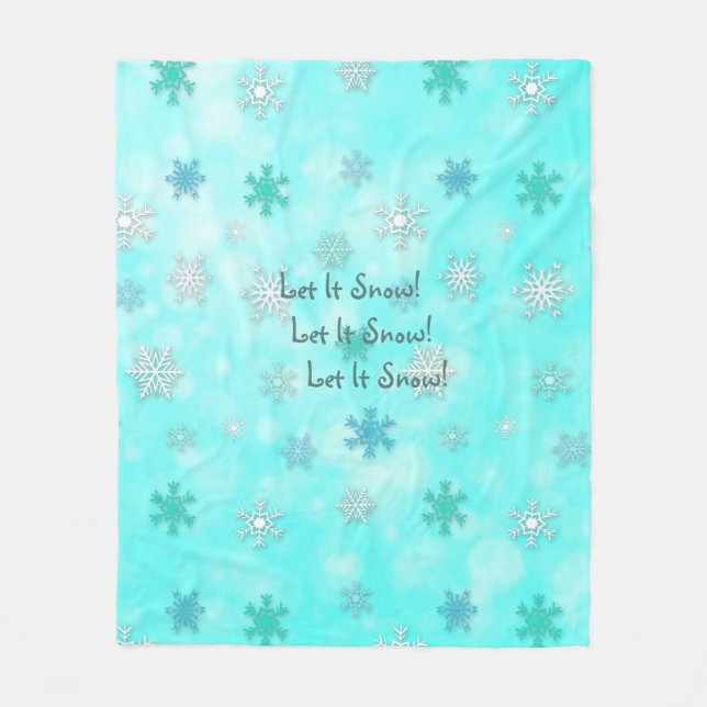 Couverture Polaire Laisser neiger Turquoises Snowflakes Cosy Noël (Devant)