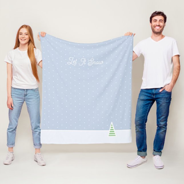 Couverture Polaire Laisser neiger un arbre d'hiver minuscule Ice Blue (En situation)