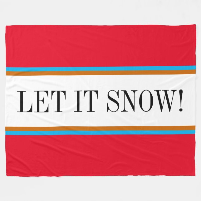 Couverture Polaire LAISSEZ-LE NEIGE Festive Bright Red White Stripes (Devant (Horizontal))