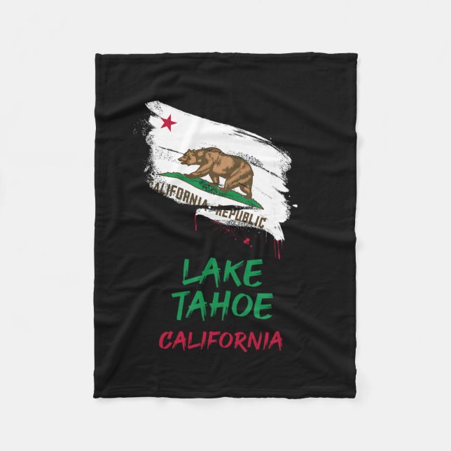 Couverture Polaire Lake Tahoe California Paint Splatter Flag Vacation (Devant)