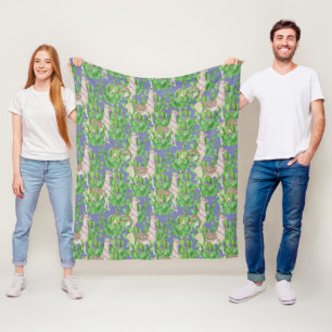 Couverture Polaire Lama d'aquarelle et motif de Catus