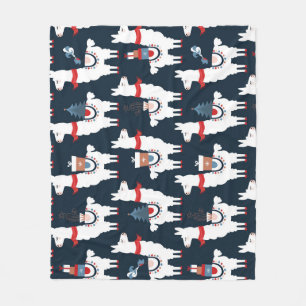 Couverture Polaire Lamas Festive : Le Motif de Noël enchante