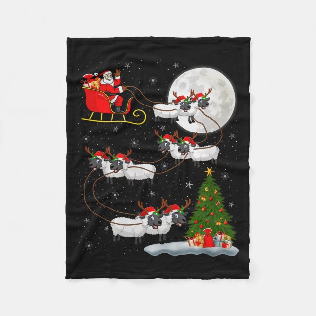 Couverture Polaire Lambs Sheep Santa Sleigh Flying Funny Magical Chri (Devant)