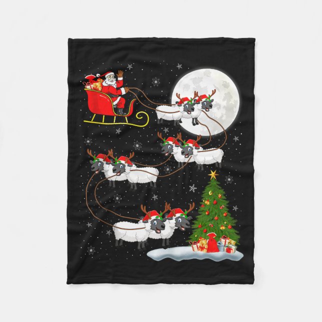 Couverture Polaire Lambs Sheep Santa Sleigh Flying Funny Magical Chri (Devant)