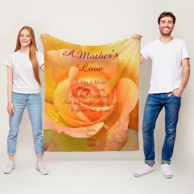 Couverture Polaire L'Amour d'une mère est comme une orange jaune Rose (En situation)