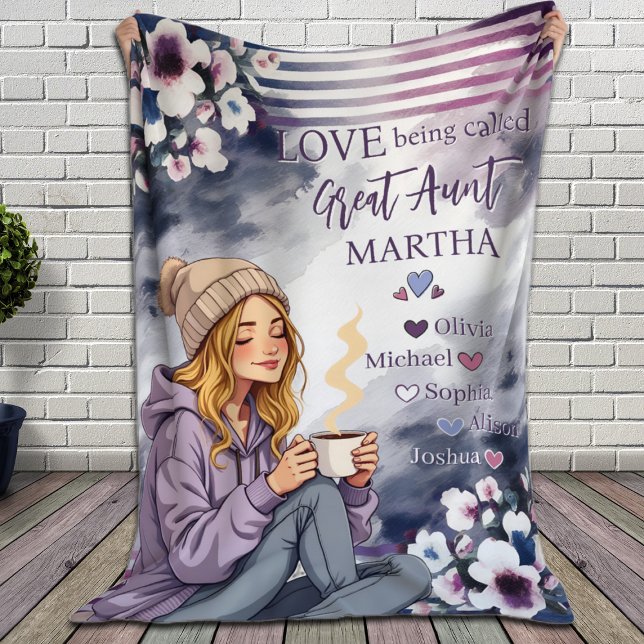 Couverture Polaire L'amour est appelé Grande Tante nièce et neveux (Love Being Called Great Aunt Niece and Nephews Fleece Blanket)