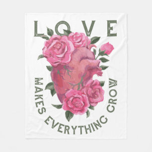 Couverture Polaire L'amour fait tout grandir - Art Floral Romantique