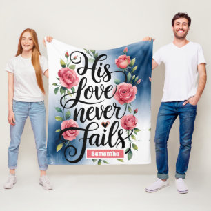 Couverture Polaire L'amour personnalisé n'échoue jamais chrétien
