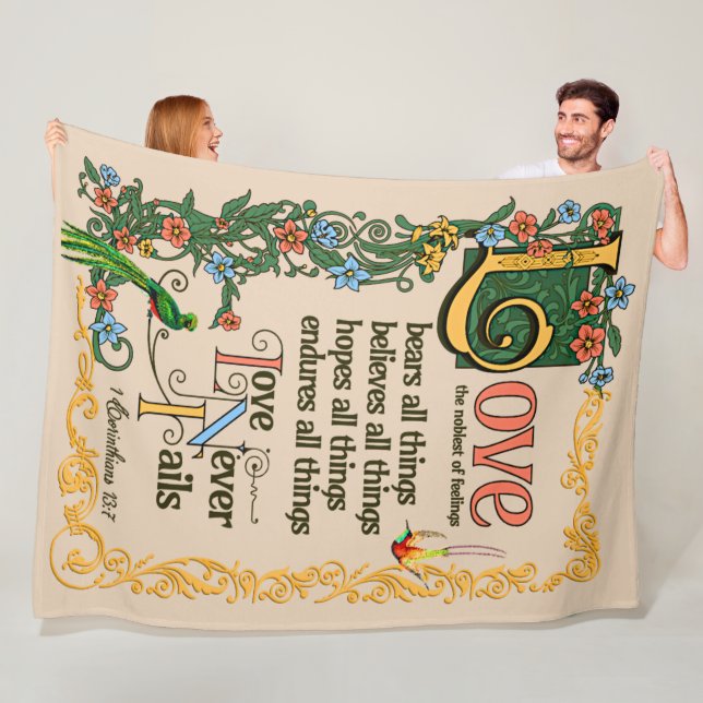 Couverture Polaire L'Amour Porte Toutes Les Choses N'Échoue Jamais La (En situation)