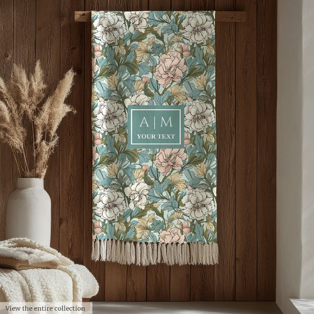 Couverture Polaire Lancement d'art floral pastel d'inspiration Morris (Classic Morris inspired pastel floral art throw Fleece Blanket )