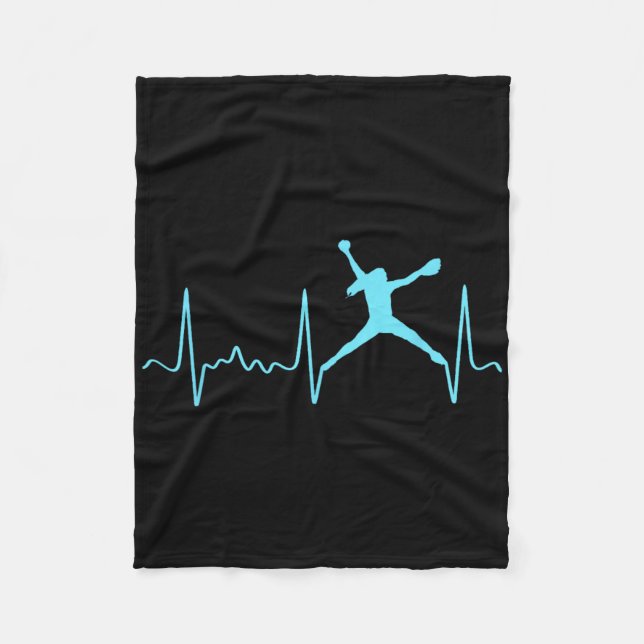 Couverture Polaire Lanceur de softball bleu clair Rythme cardiaque -  (Devant)