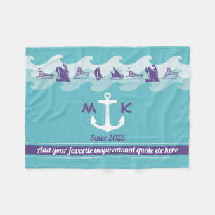 Couverture Polaire L'Ancre ondule le monogramme nautique de yacht de