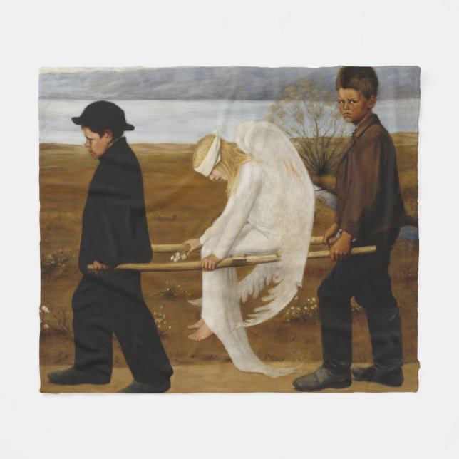 Couverture Polaire L'ange blessé (par Hugo Simberg) (Devant (Horizontal))