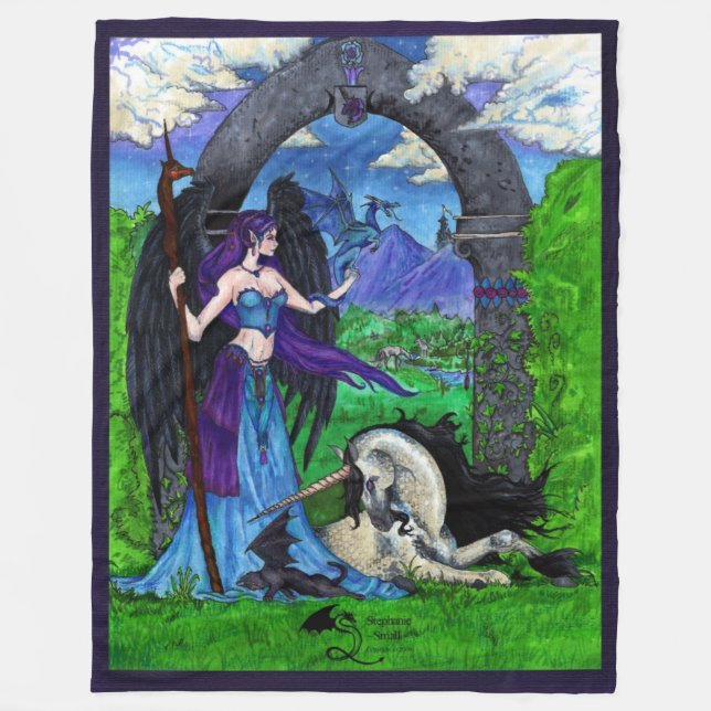 Couverture Polaire L'ange de Pegasus de licorne s'est envolé le chat (Devant)