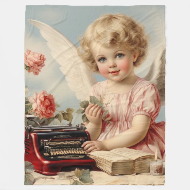 Couverture Polaire L'ange mignon écrit une lettre d'amour (Devant)