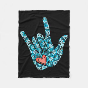 Couverture Polaire Langue des signes américaine Je t'aime geste Cœur