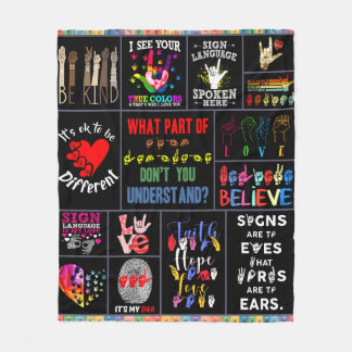 Couverture Polaire Langue des signes amour bg ASL Mom Love