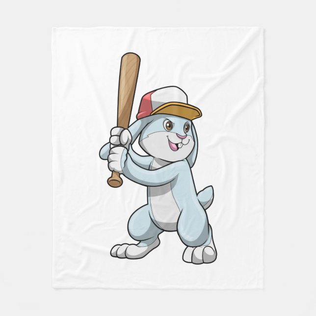Couverture Polaire Lapin au baseball avec batte de baseball (Devant)