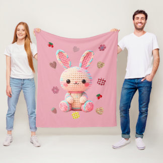 Couverture Polaire Lapin au Crochet Sucré