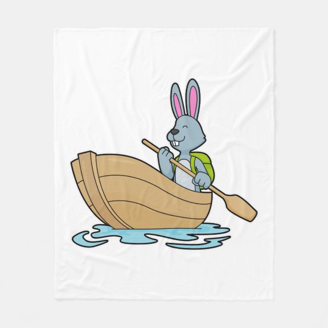 Couverture Polaire Lapin avec bateau et pédale (Devant)