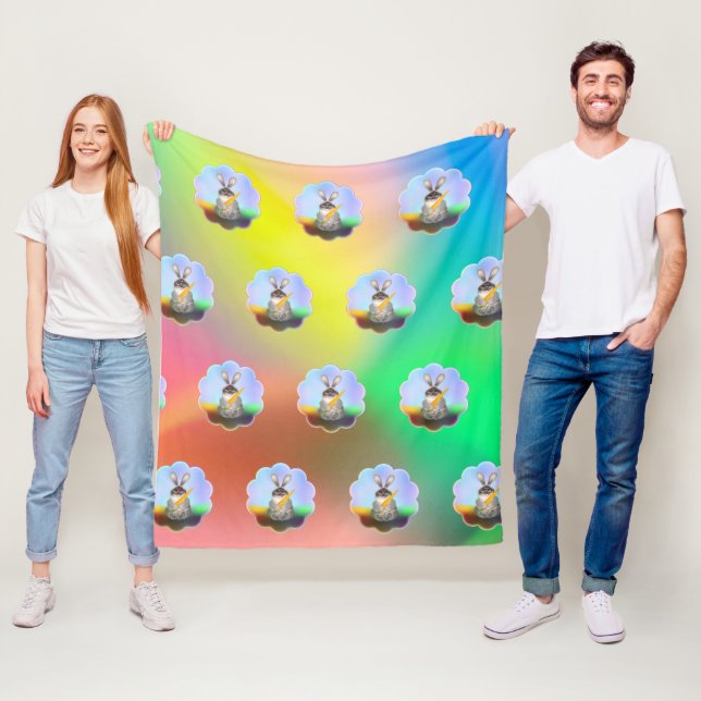 Couverture Polaire Lapin avec carotte (En situation)