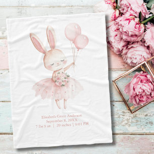 Couverture Polaire Lapin Ballerine Rose Statistiques de Naissance Béb