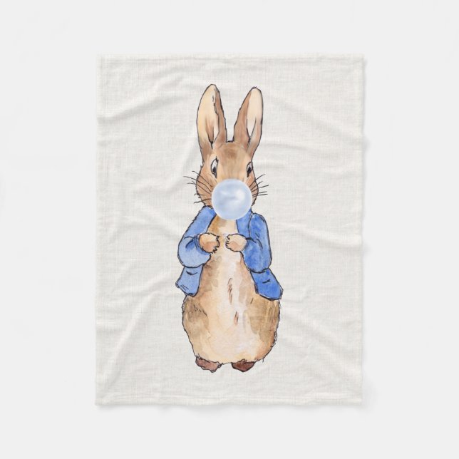 Couverture Polaire Lapin classique qui souffle du bubble gum (Devant)