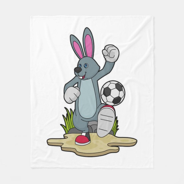 Couverture Polaire Lapin comme joueur de football avec Soccer (Devant)