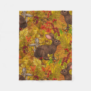 Couverture Polaire Lapin d'automne sur ocre