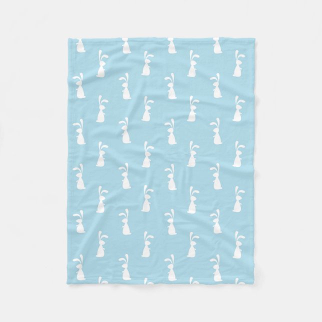 Couverture Polaire Lapin de Pâques aux oreilles blanches pastel bleu  (Devant)