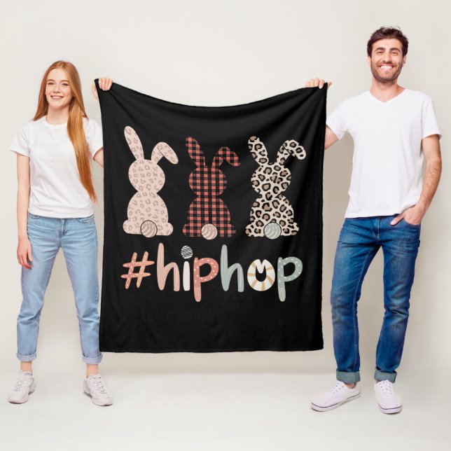 Couverture Polaire Lapin de Pâques Hip Hop Printemps Mignon (En situation)