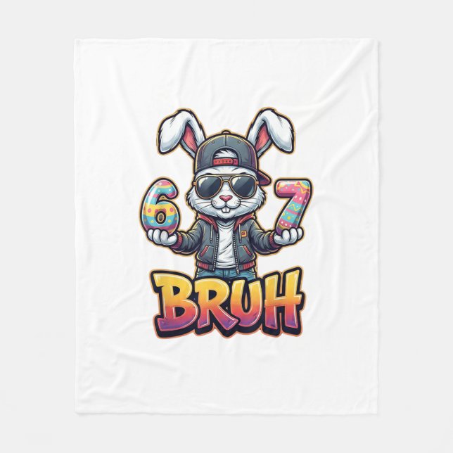 Couverture Polaire Lapin de Pâques Mème Bruh  Drôle 6 7 Œufs de Pâque (Devant)