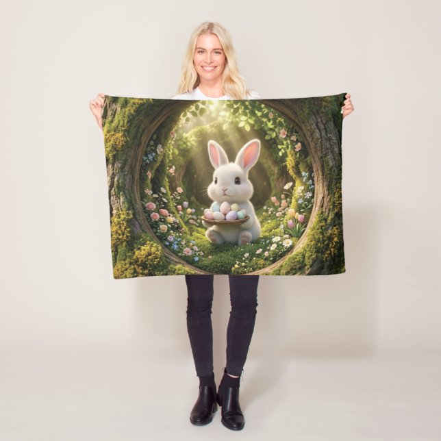 Couverture Polaire Lapin de Pâques mignon (En situation)