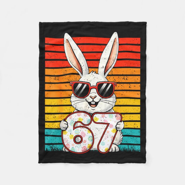 Couverture Polaire Lapin de Pâques Rétro Joyeuses 67 Six Sept Mème Ga (Devant)