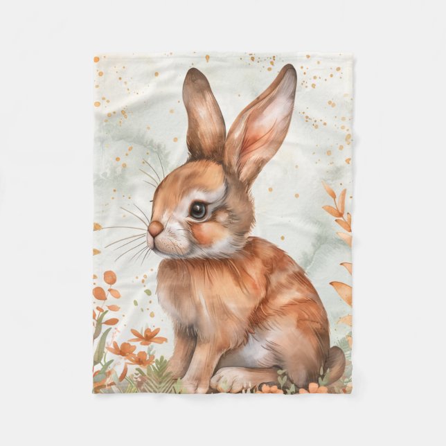 Couverture Polaire Lapin de printemps mignon (Devant)