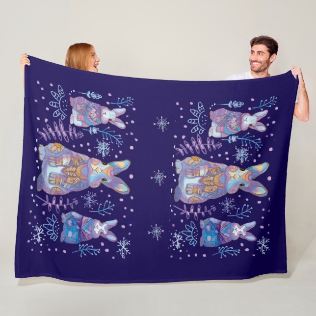 Couverture Polaire lapin d'hiver (En situation)