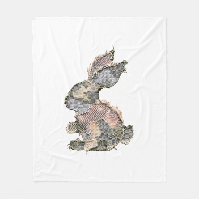 Couverture Polaire Lapin Drôle Crochet Patchwork Camo Lapin Heureux E (Devant)