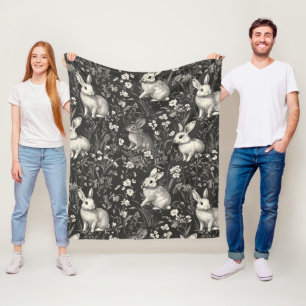 Couverture Polaire Lapin Élégant Toile Floral Motif Vintage (7)