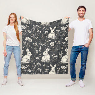 Couverture Polaire Lapin Élégant Toile Motif Floral Vintage