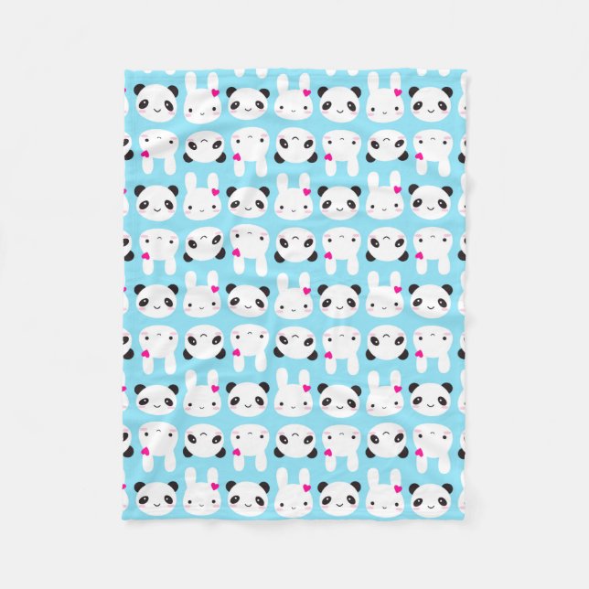 Couverture Polaire Lapin et panda mignons superbes de Kawaii (Devant)