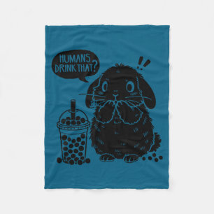 Couverture Polaire Lapin Holland Lop Et Bubble Tea Drôle De Lapin Bul