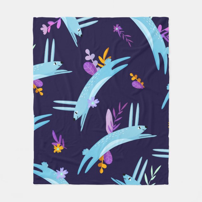 Couverture Polaire Lapin lapin sans couture motif dans le style dessi (Devant)