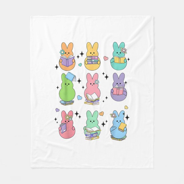 Couverture Polaire Lapin lisant des livres Pâques Jour bibliothécaire (Devant)