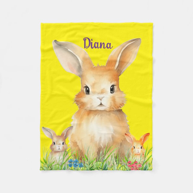 Couverture Polaire Lapin Mignon Personnalisé (Devant)