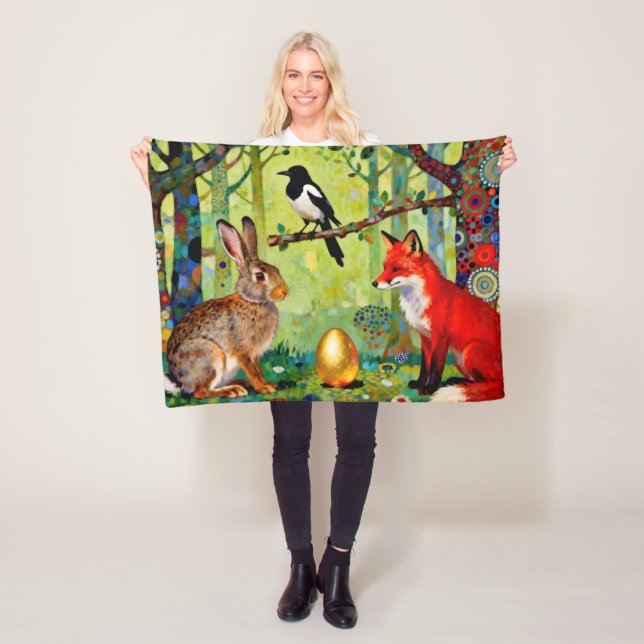 Couverture Polaire Lapin, Pie, Renard et « Le Secret de la Forêt »  (En situation)