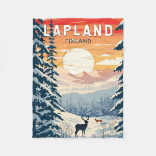 Couverture Polaire Lapland Finlande Travel Art Vintage