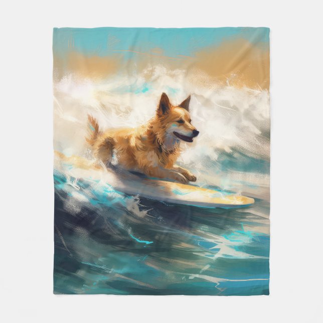 Couverture Polaire Lapphund Plage Finlandaise Plage Surf Peinture (Devant)